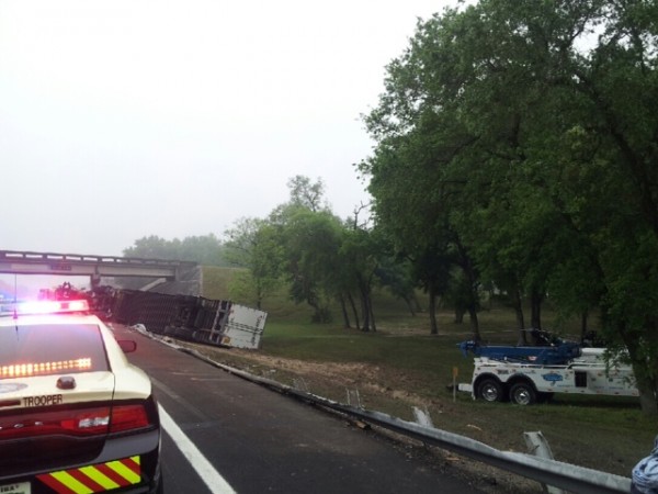 The semi took out the guardrail on I-75 in the crash.