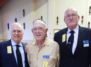 Holocaust Director, Dr. Bob Gold with Holocaust Survivor Heinz Jaffe and Temple Shalom president, Steve Lowe.