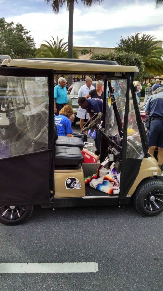 The driver of this golf cart was transported to TVRH following the accident.