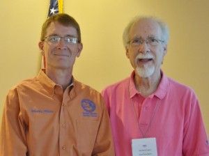 Wesley Wilcox and Richard Coen of the League of Women Voters,