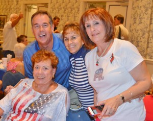 CFO Jeff Atwater schmoozed with Republican Federated Women of The Villages leaders Barbara Qualls, Carmen Saunders and Joanne Cooper.