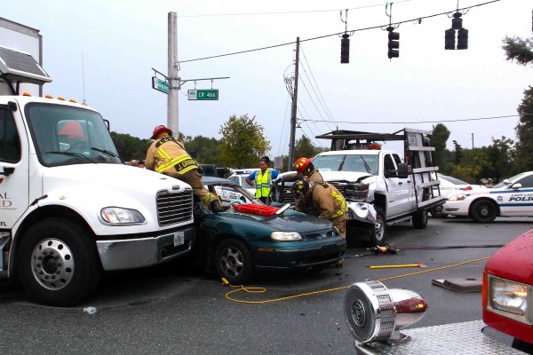 Firefighters extricate pair of injured drivers from 5-vehicle crash