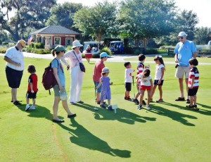 A group of Camp Buckaroos kiddies tackled the greens at Riley Grove.