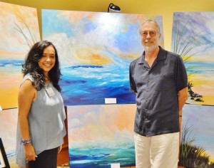 Arrachme Collins and her husband, Peter, exhibited some of her signature waterscapes.