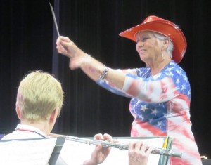 Guest conductor Shirley Tharp strikes up the band.