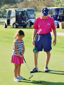 Olivia DiCorpo, 5, showed grandpa, Ted, her skills.