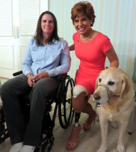 Pam Kelly left with Leslie Nicole Smith and her service dog, Isaac.