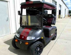 This EZ-GO golf cart traveled 114 miles on a lithium charged battery.