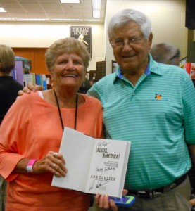 Heidi and Paul Prester with their autographed copy of Ann Coulter's book.