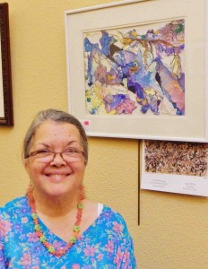 St. James Villager, Annabelle Irazarry, found Terri Behar's watercolor collage 'Blooming' attractive.