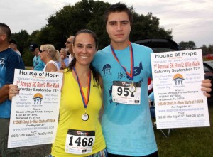 Top Female and Male Finishers in the House of Hope 5K were Denise O'Rourke and Joseph Cilenti.