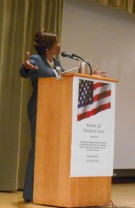 Val Demings speaks to members of the Villages Democratic Club