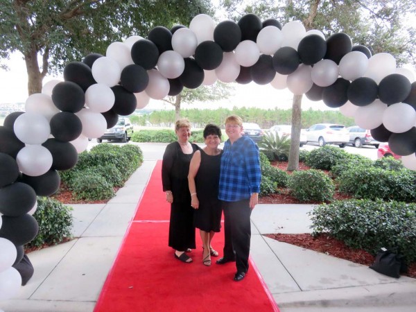 Villagers Marguerite Desbrow, Lydia Leduc and Mary Geraghty on the red carpet for the Clermont Arts Center oepning.