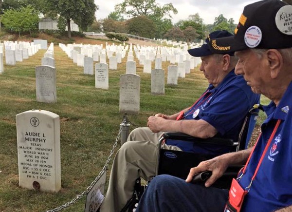 Villages Honor Flight veterans visit Audie Murphy's grave.
