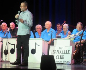 Corey Bergman CEO of The Ukulele Kid's Club thanks Villagers for support.