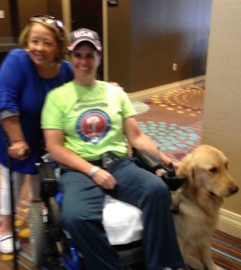 Marie Bogdonoff, Pam Kelly and her new service dog, Bonsai.