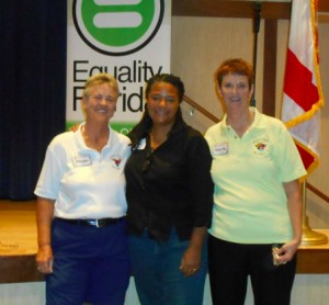 Equality Florida CEO Nadine Smith is flanked by Peggy Garvin, left, and Wendy O'Donnell.