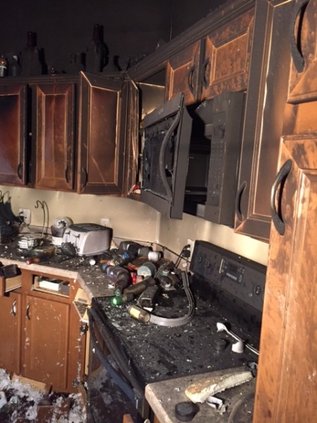 The kitchen of the home sustained serious damage.
