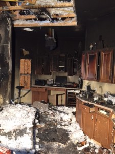 The kitchen was heavily damaged in the explosion.