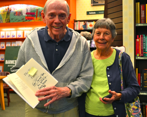 Tom and Beth Bender show off their autographed copy of Peggy Noonan's book.