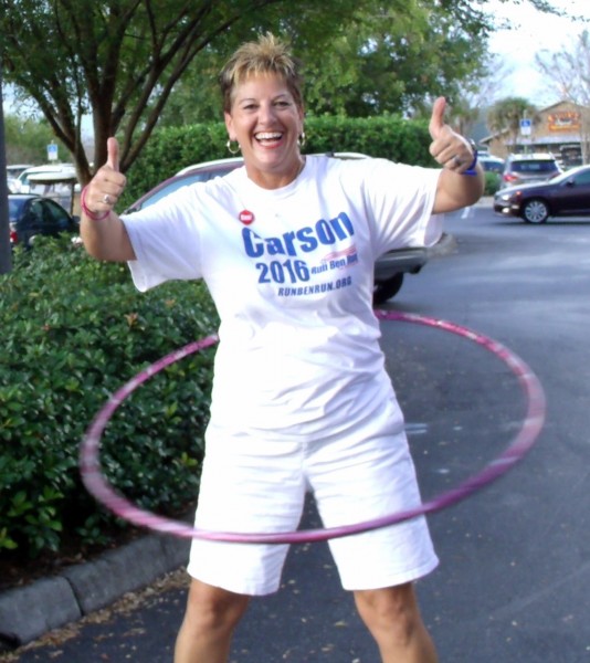 Yolande 'Yo' Kneue did a little Hula Hooping for the crowd at the Ben Carson event.