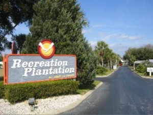 The primary entrance to Recreation Plantation is off County Road 466. 