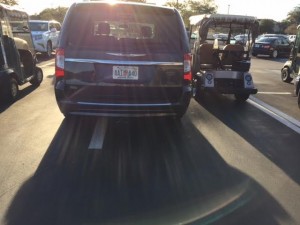 A van takes two "half spaces" at Publix at Southern Trace.