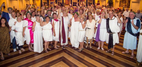 Members of the Saturday Night Dance Club in their togas.