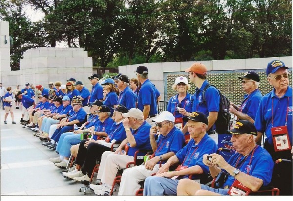 Veterans at the World War II Memorial.