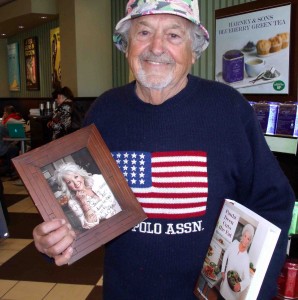 Peter Cakmis of Belle Aire with items he received a few years ago from Paula Deen.
