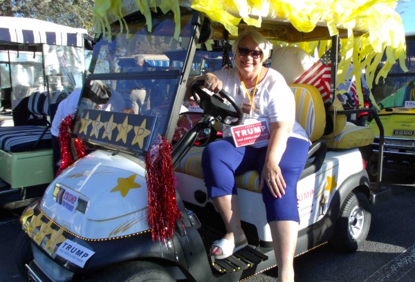 Denise Neal decorated her golf cart to look like The Donald.
