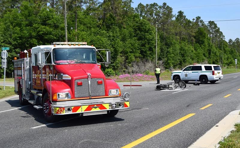 Emergency personnel were on the scene of the accident on U.S. 301 involving a motorcycle.
