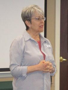 Mary Dipboye, of Central Florida Solar Advocate, addressing the League of Women Voters.