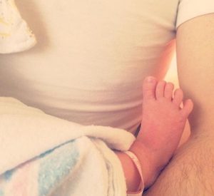Megan Boone posted a photo of her new baby's foot on Instagram.