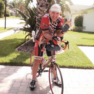 Villager Sal Gentile on his bicycle.