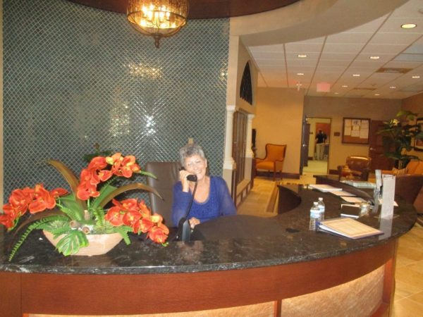 Elan offers fulltime concierge services. Fulltime concierge Cathy Jackshaw mans the phone.
