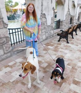 Karen Sleeper with Pepper and Harmony at Spanish Springs Town Square.