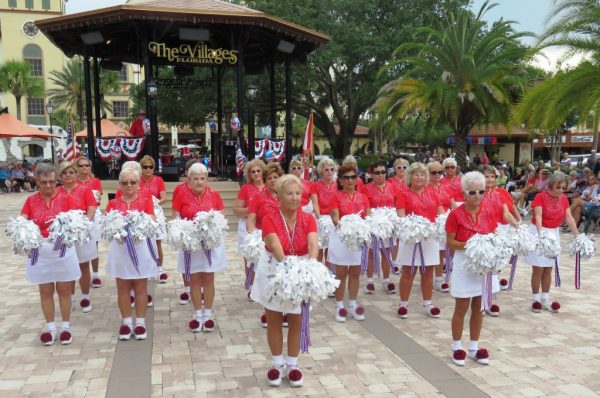 The Villages Cheerleaders will be in the Town Squares for the July 4th Celebration.