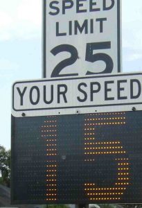 A speed sign in place in Lady Lake,
