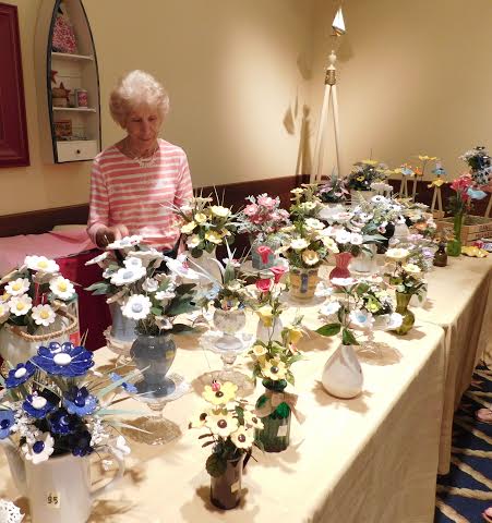 Phillis Luft and her floral ceramics.