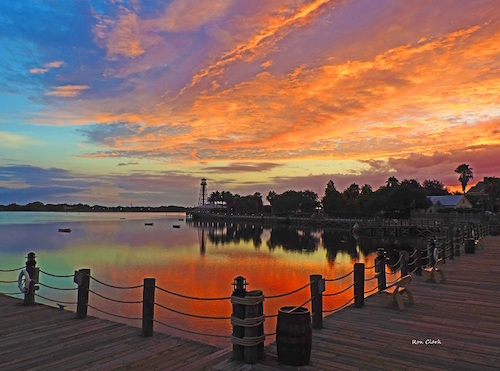 A stunning sunrise at Lake Sumter Landing in The Villages