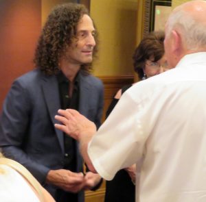 Kenny G talked with fans and signed autographs before his concert at the Sharon