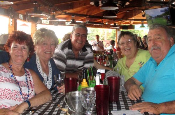 Making friends. Geri Carapazza and Joan Duffy share a table with Ron and Cheryl Ciecka and Ed Abdella.