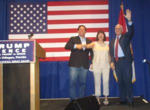 Mike Pence with his wife Karen and Congressman Ron DeSantis.