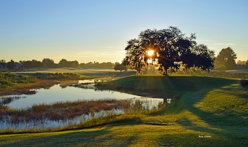  Sunrise over the third hole of Ashley Meadows Golf Course