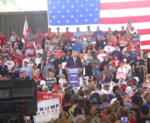 Donald Trump speaks to the crowd in Ocala.  