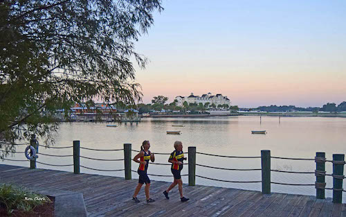 Dragon Boat ladies warming up and running before sunrise