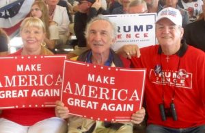 Villagers Laura and Phil Rizzo and Joan Runyon attended the Trump rally in Ocala.
