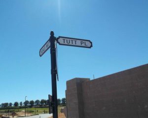 The street sign for Tutt Place has gone up south of County Road 466A.
