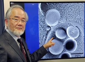 EUO 3TP MNDTY JPNOUT Yoshinori Ohsumi, a professor of Tokyo Institute of Technology is pictured in Tokyo, Japan, March 25, 2015 in this photo released by Kyodo. To go with NOBEL-PRIZE/MEDICINE Mandatory credit Kyodo/via REUTERS ATTENTION EDITORS - THIS IMAGE WAS PROVIDED BY A THIRD PARTY. EDITORIAL USE ONLY. MANDATORY CREDIT. JAPAN OUT. NO COMMERCIAL OR EDITORIAL SALES IN JAPAN.